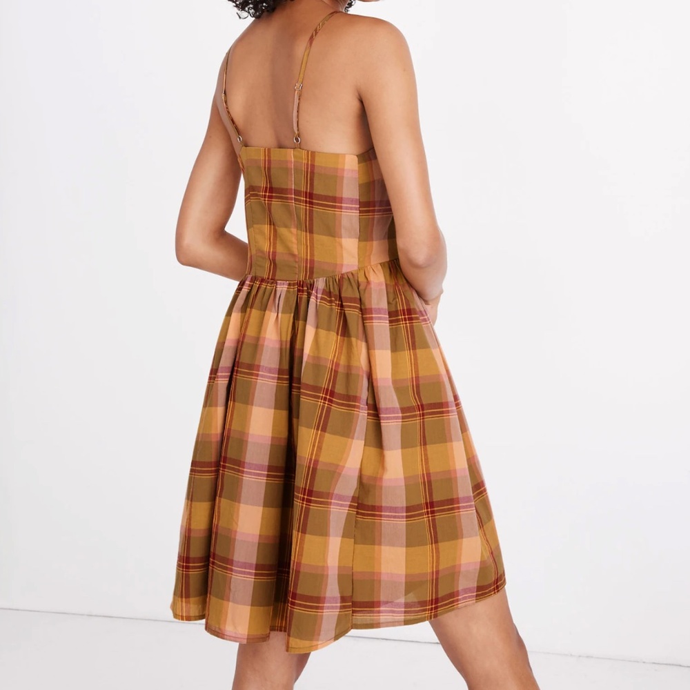 Madewell Plaid Babydoll Cami Dress Madras Spiced Olive M - Picture 3 of 12
